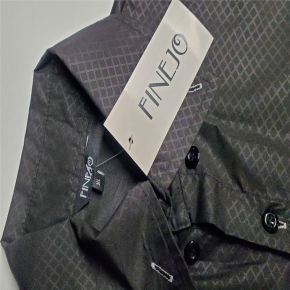 Finjo Black Button Shirt (XL) New With Tags - Picture 2 of 5
